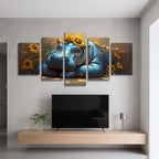 5 Pack Diamond Painting Kits Flower Hippo Large Diamond Painting Kits for Adults, Crystal Rhinestone Gems Arts and Crafts, DIY Full Drill Embroidery Paintings, Home Decor 300x180cm/120x78in q-9966