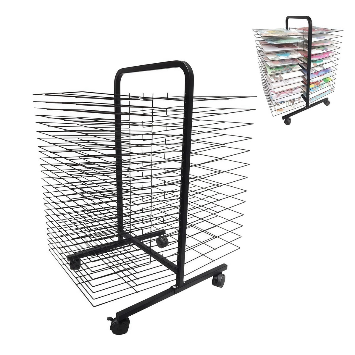 Art Drying Rack with Removable Shelves & Casters - Portable Storage Solution for Classrooms, Art Studios, Schools - Perfect for Artists & Craft Projects (38 Floors)