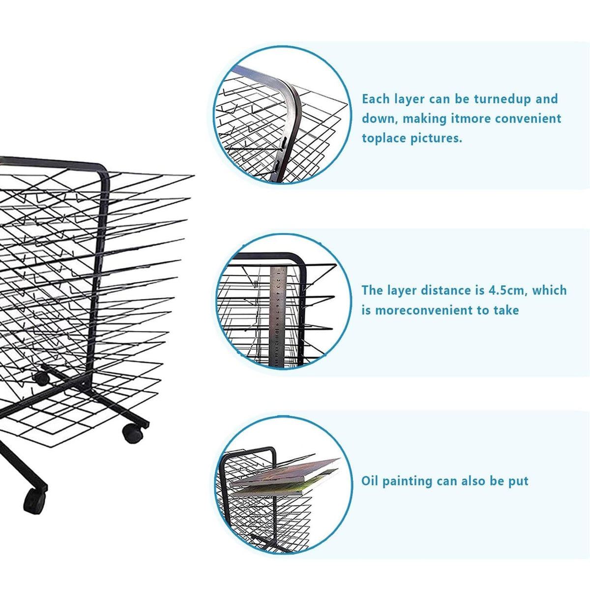 Art Drying Rack with Removable Shelves & Casters - Portable Storage Solution for Classrooms, Art Studios, Schools - Perfect for Artists & Craft Projects (38 Floors)
