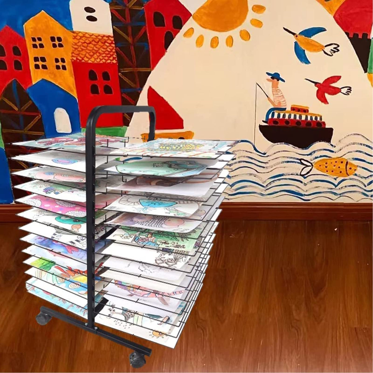 Art Drying Rack - Artwork Storage Display Rack, Flexible Mobile Art Drying Rack, Stackable Metal Stainless Steel Art Rack, Art Organizer for Kids, Painting Craft Artwork Storage