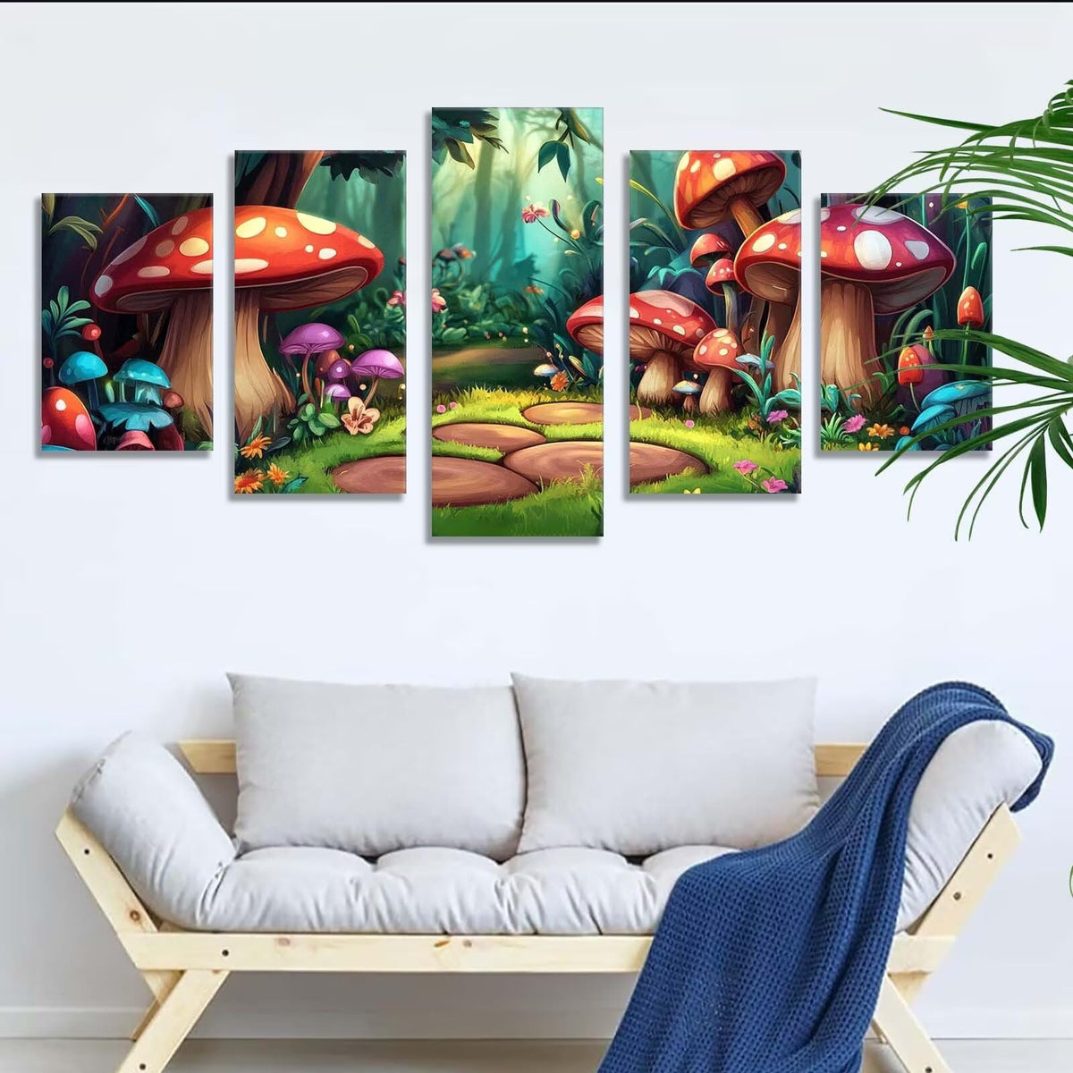 5 Pack Diamond Painting Kits Forest Mushroom Large Diamond Painting Kits for Adults, Crystal Gems Arts and Crafts, DIY Full Drill Embroidery Paintings for Home Wall Decor 300x180cm/120x78in q-9130