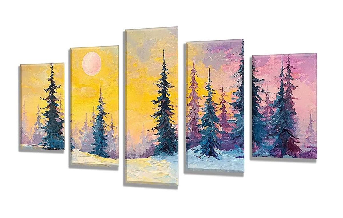 5 Pack Diamond Painting Kits Moon Forest Large Diamond Painting Kits for Adults, Crystal Rhinestone Gems Arts and Crafts, DIY Full Drill Embroidery Paintings, Home Wall Decor 300x180cm/120x78in q-8085