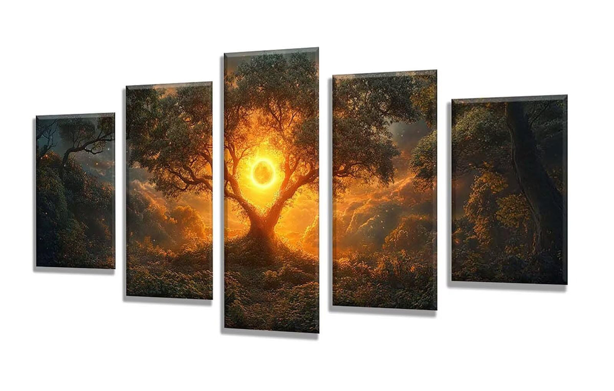 5 Pack Diamond Painting Kits Sunset Tree Large Diamond Painting Kits for Adults, Crystal Rhinestone Gems Arts and Crafts, DIY Full Drill Embroidery Paintings, Home Decor 300x180cm/120x78in q-10758