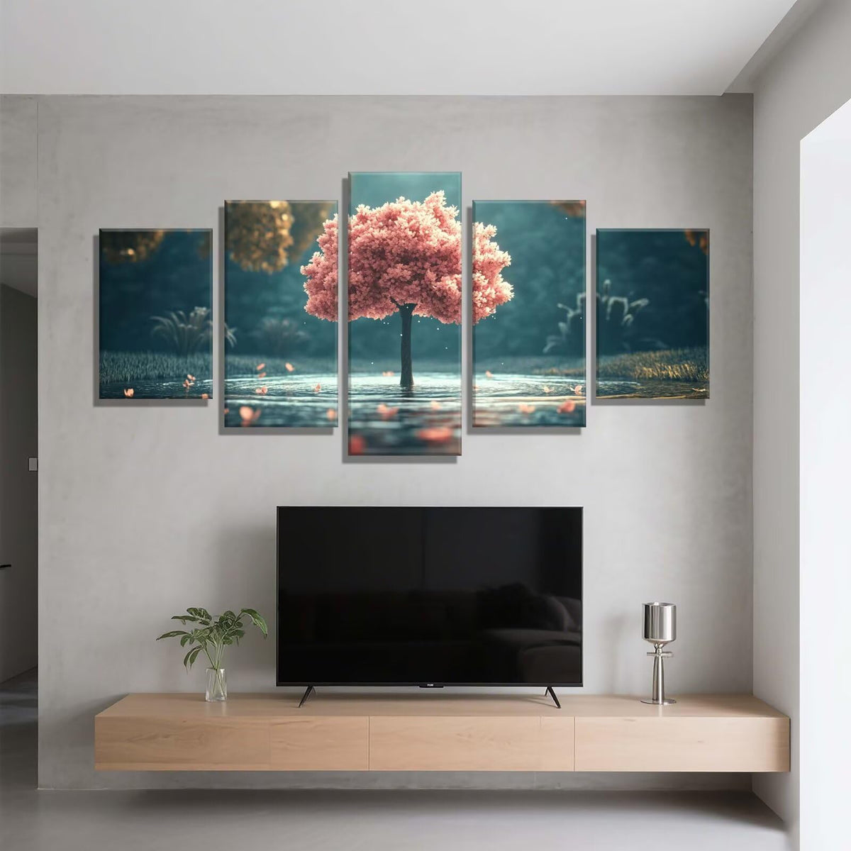 5 Pack Diamond Painting Kits Lake Tree Large Diamond Painting Kits for Adults, Crystal Rhinestone Gems Arts and Crafts, DIY Full Drill Embroidery Paintings, Home Wall Decor 300x180cm/120x78in q-10263