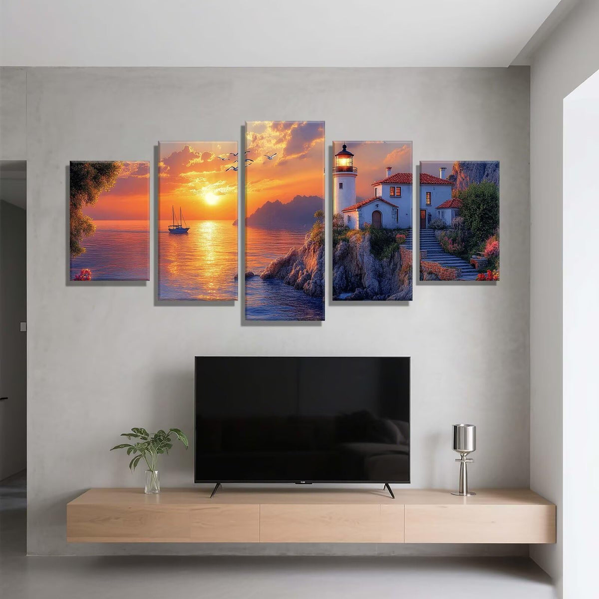 5 Pack Diamond Painting Kits Sunset Lake Large Diamond Painting Kits for Adults, Crystal Rhinestone Gems Arts and Crafts, DIY Full Drill Embroidery Paintings, Home Wall Decor 300x180cm/120x78in q-9438