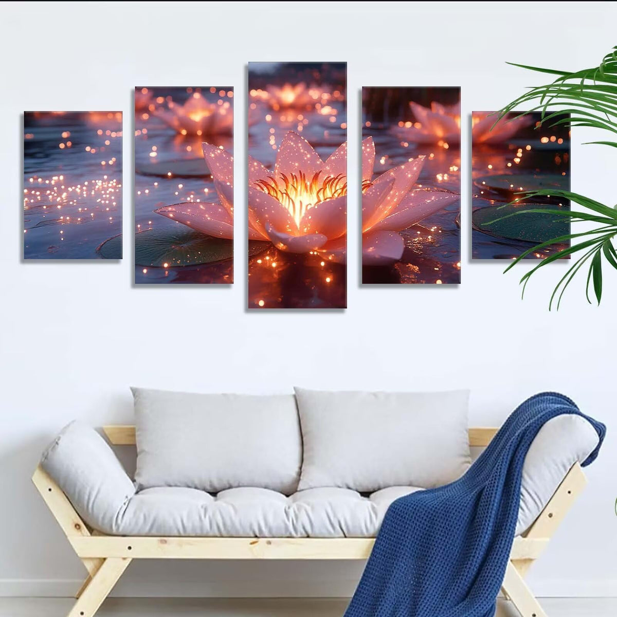 5 Pack Diamond Painting Kits Dream Lotus Large Diamond Painting Kits for Adults, Crystal Rhinestone Gems Arts and Crafts, DIY Full Drill Embroidery Paintings, Home Decor 300x180cm/120x78in q-10582