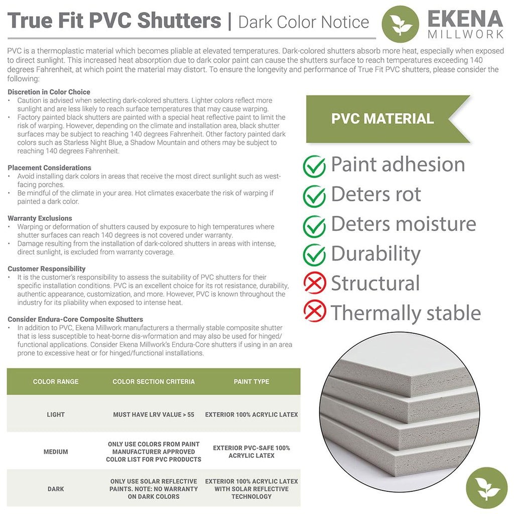 18"W x 39"H True Fit PVC Center Circle Arts & Crafts Fixed Mount Shutters, Thermal Green (Per Pair - Hardware Not Included)