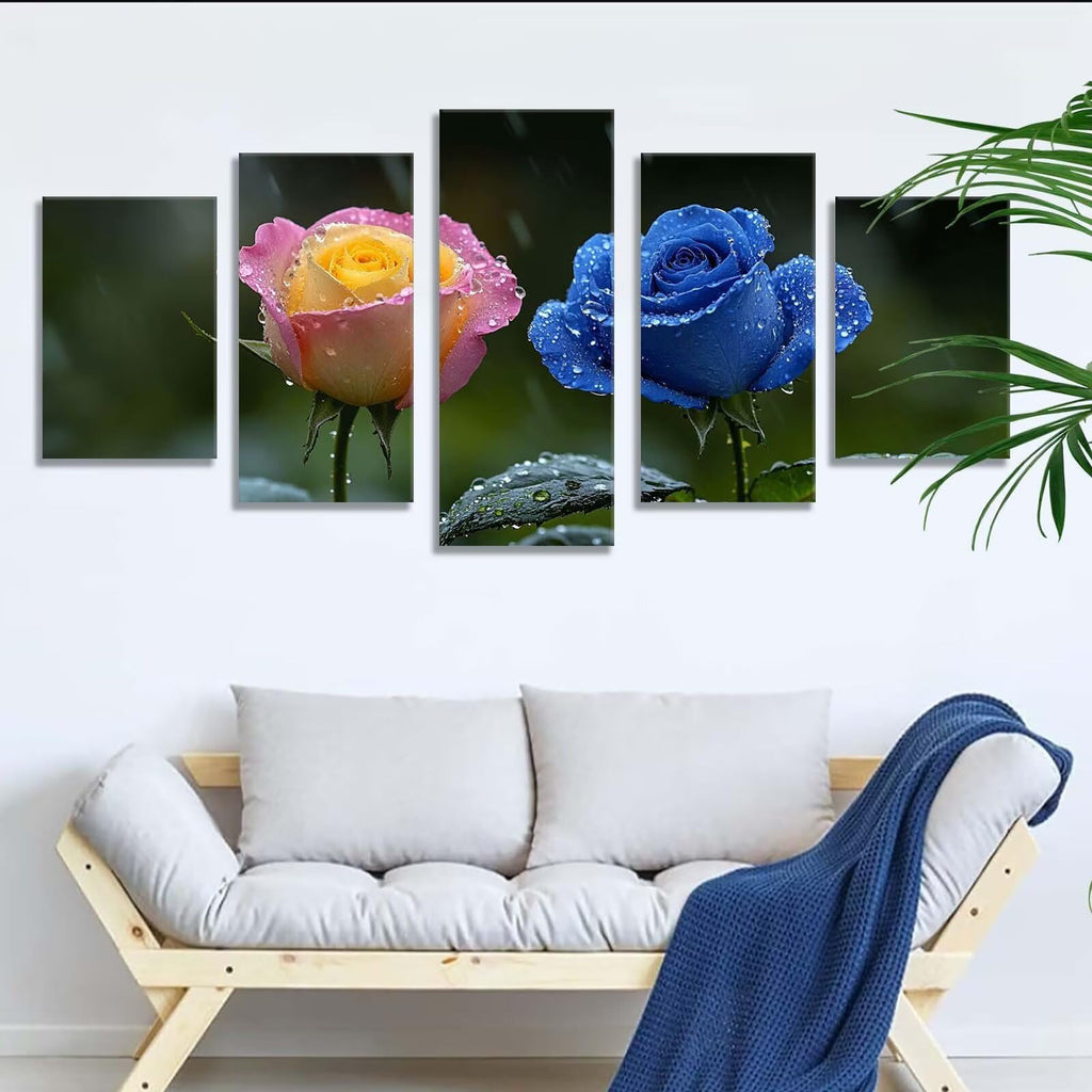 5 Pack Diamond Painting Kits Plant Rose Large Diamond Painting Kits for Adults, Crystal Rhinestone Gems Arts and Crafts, DIY Full Drill Embroidery Paintings, Home Wall Decor 300x180cm/120x78in q-10912