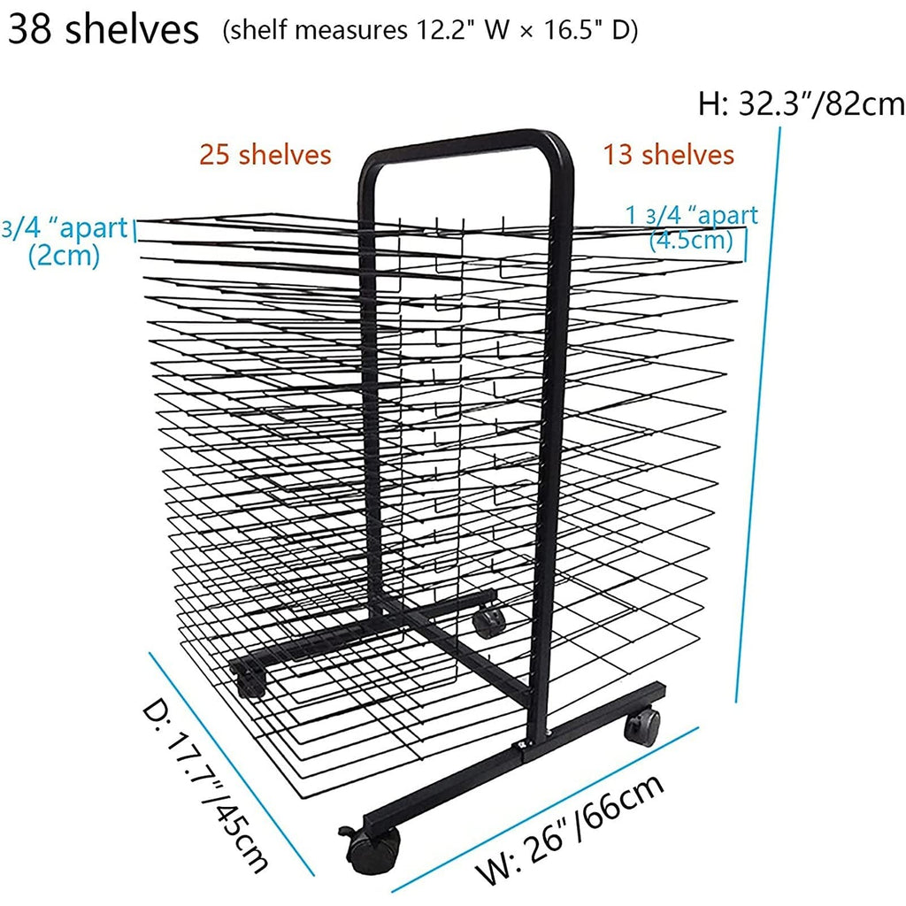 Art Drying Rack with Wheels for Classroom Painting Crafts