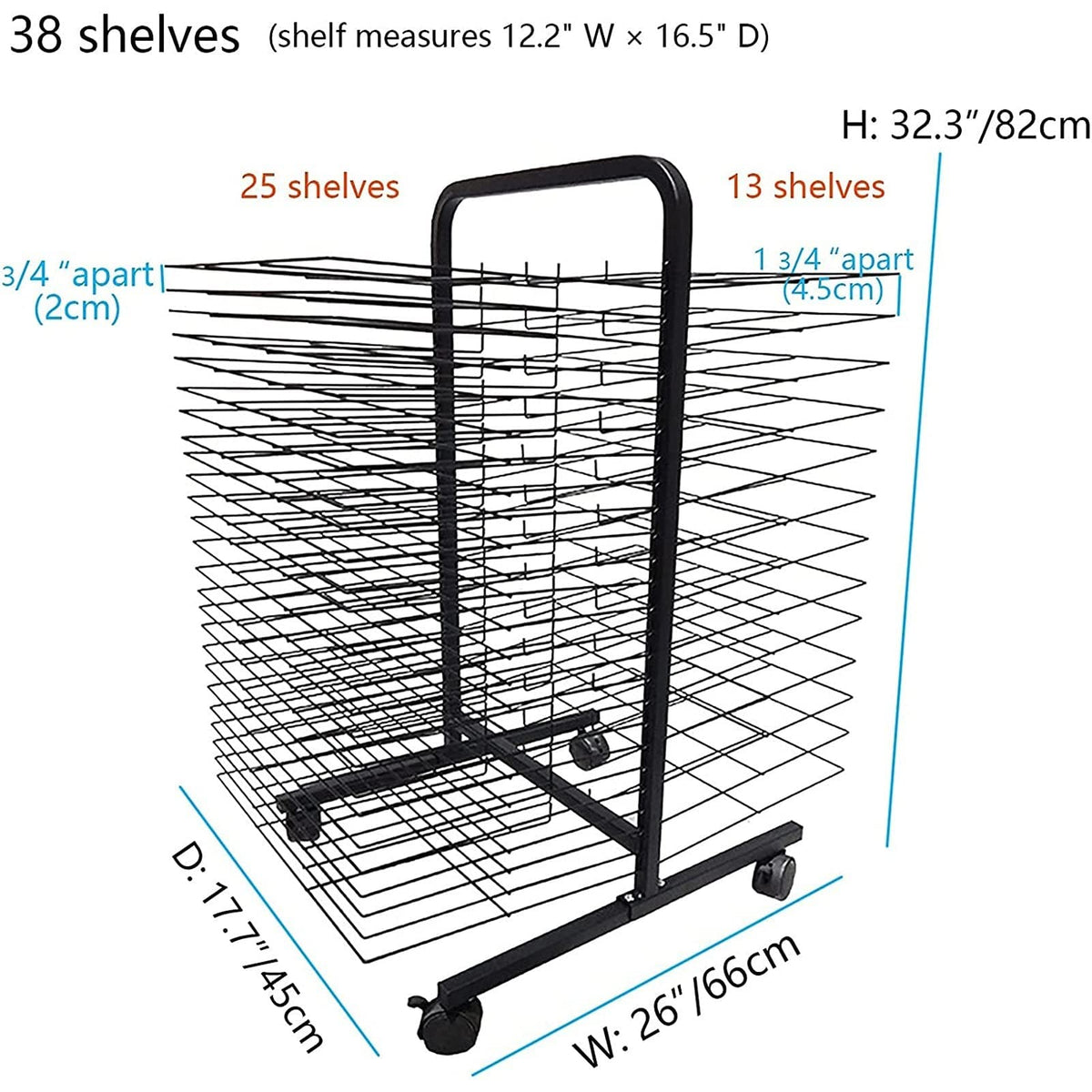 Art Drying Rack with Wheels for Classroom Painting Crafts