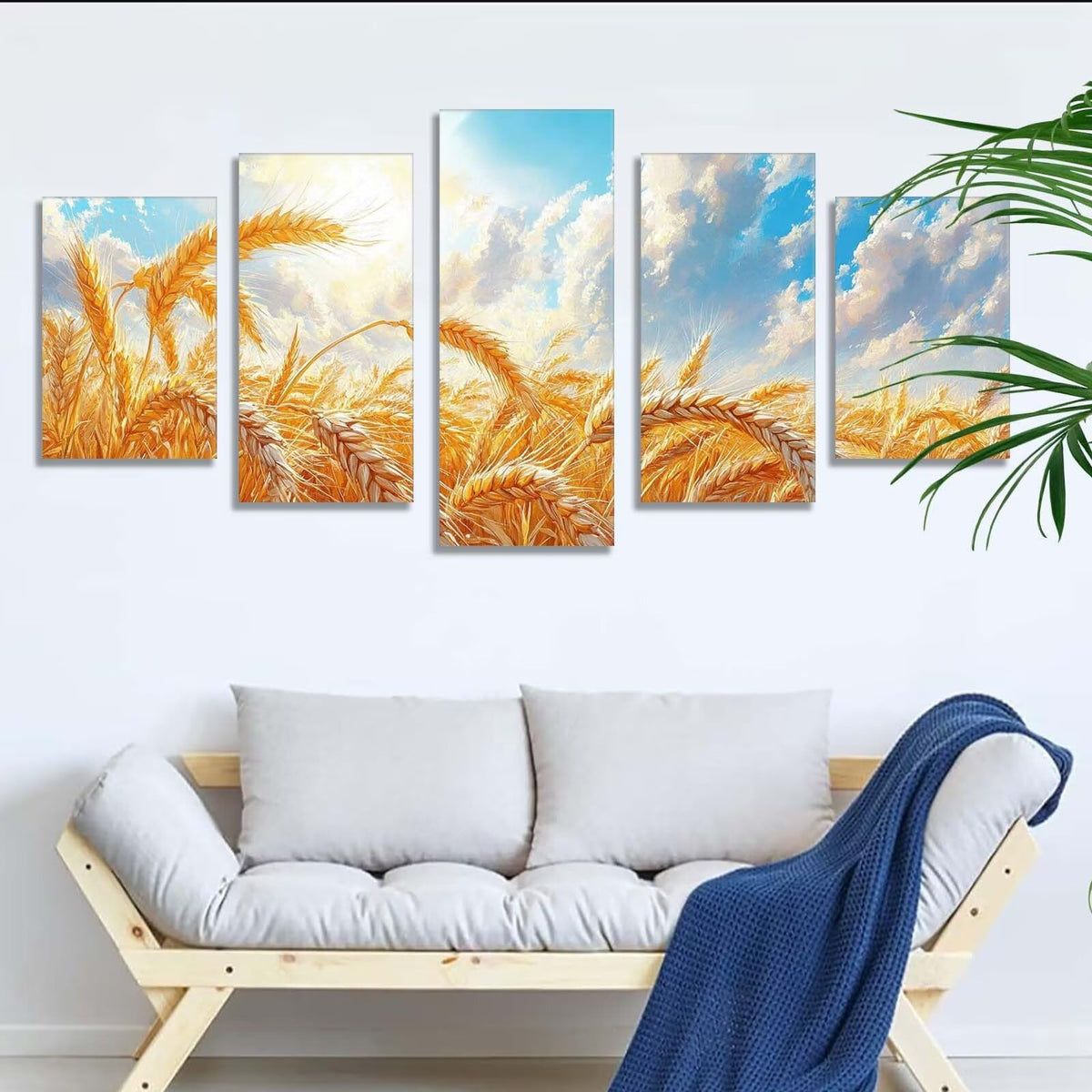 5 Pack Diamond Painting Kits Sky Wheat Field Large Diamond Painting Kits for Adults, Crystal Gems Arts and Crafts, DIY Full Drill Embroidery Paintings for Home Wall Decor 300x180cm/120x78in q-10406