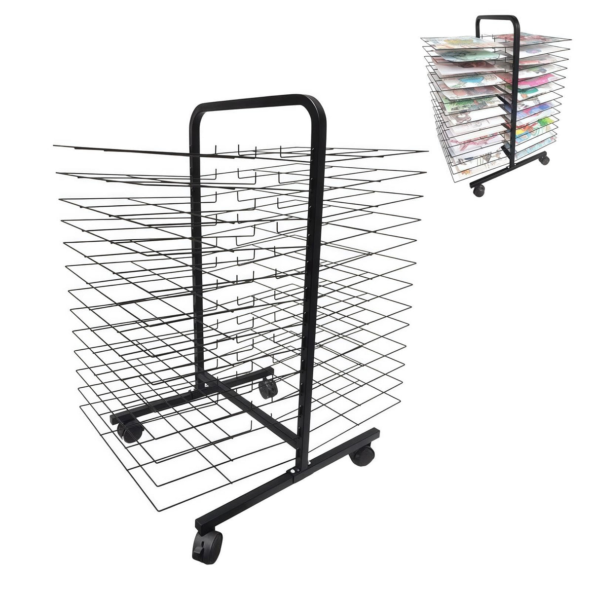 Art Drying Rack with Removable Shelves & Casters - Portable Storage Solution for Classrooms, Art Studios, Schools - Perfect for Artists & Craft Projects (38 Floors)
