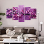 5 Panel Diamond Painting Kits 5D DIY Abstract Plum Blossom Diamond Art Kits for Adults, Full Drill Round Diamond Dots Crystal Rhinestone Gems Arts and Crafts for Home Wall Decor Gifts 120x78in E-1145