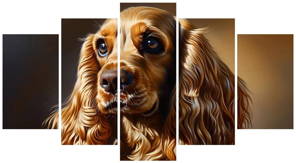 5 Panel Diamond Painting Kits 5D DIY Dogs Animals Diamond Art Kits for Adults, Full Drill Round Diamond Dots Crystal Rhinestone Gems Arts and Crafts for Home Wall Decor Gifts 120x78in E-3392
