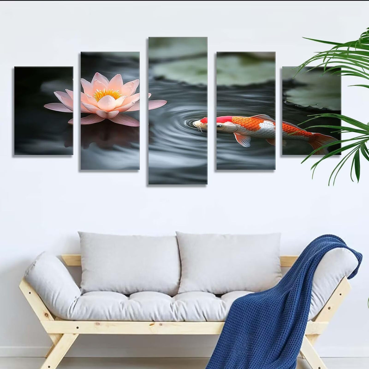 5 Pack Diamond Painting Kits Lotus Fish Large Diamond Painting Kits for Adults, Crystal Rhinestone Gems Arts and Crafts, DIY Full Drill Embroidery Paintings, Home Wall Decor 300x180cm/120x78in q-10120
