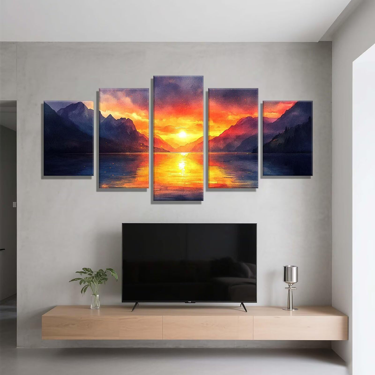 5 Pack Diamond Painting Kits Sunset Lake Large Diamond Painting Kits for Adults, Crystal Rhinestone Gems Arts and Crafts, DIY Full Drill Embroidery Paintings, Home Decor 300x180cm/120x78in q-10626