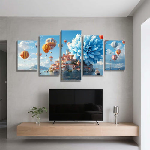 5 Pack Diamond Painting Kits City Hot Air Balloon Large Diamond Painting Kits for Adults, Crystal Gems Arts and Crafts, DIY Full Drill Embroidery Paintings, for Home Decor 300x180cm/120x78in q-9834