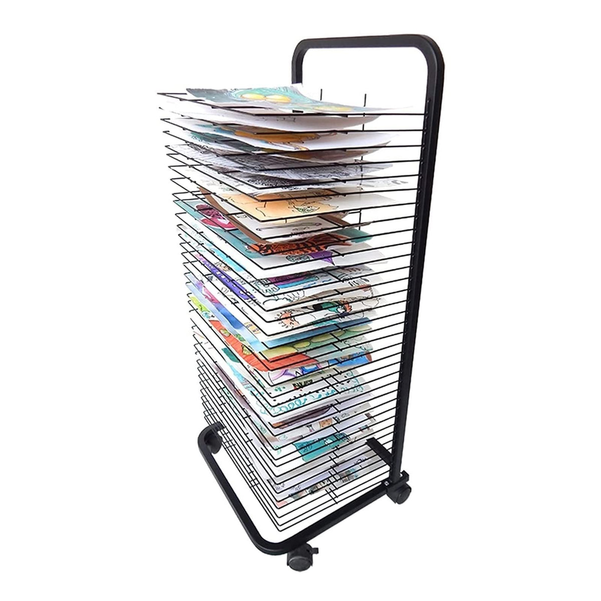 Art Drying Rack for Classroom Painting Crafts, Foldable Easel, Floor-Standing Oil Painting Board, Thousand-Layer Wire Mesh Rack with Pulley, Ideal for Creative Studios and Art Schools ( Size : 25Tier