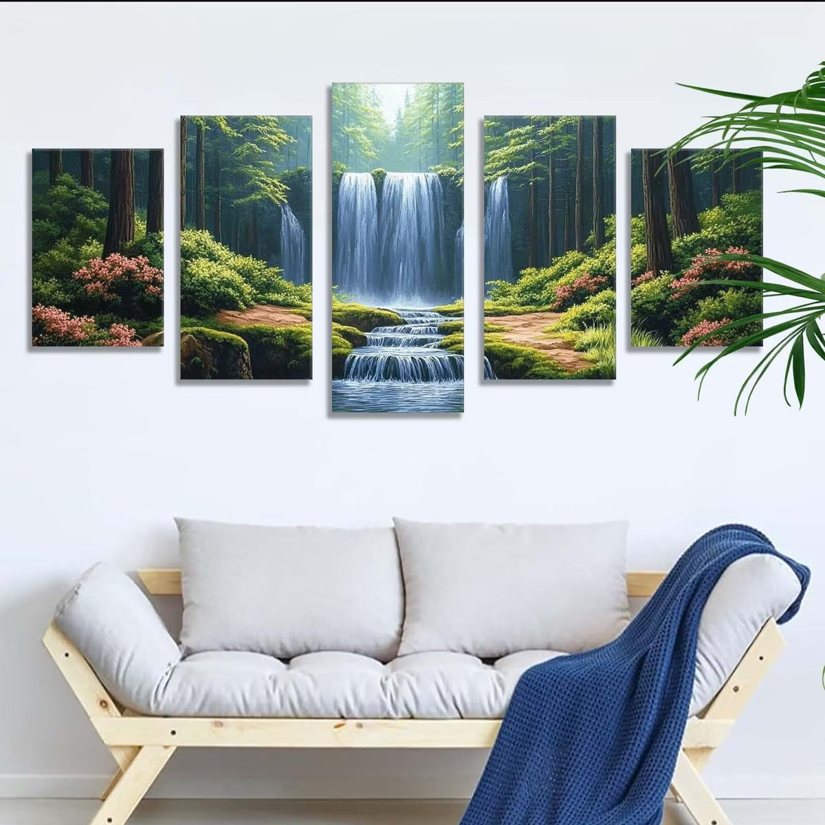 5 Pack Diamond Painting Kits Fall Forest Large Diamond Painting Kits for Adults, Crystal Rhinestone Gems Arts and Crafts, DIY Full Drill Embroidery Paintings, Home Wall Decor 300x180cm/120x78in q-9119