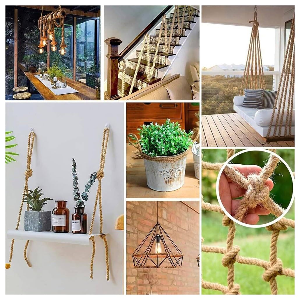 26mm Jute Twine Heavy Duty Jute Rope Natural Hemp Rope for DIY Arts Crafts Gardening Bundling Home Decorating Cat Scratching Post(30mm,50m/164ft)