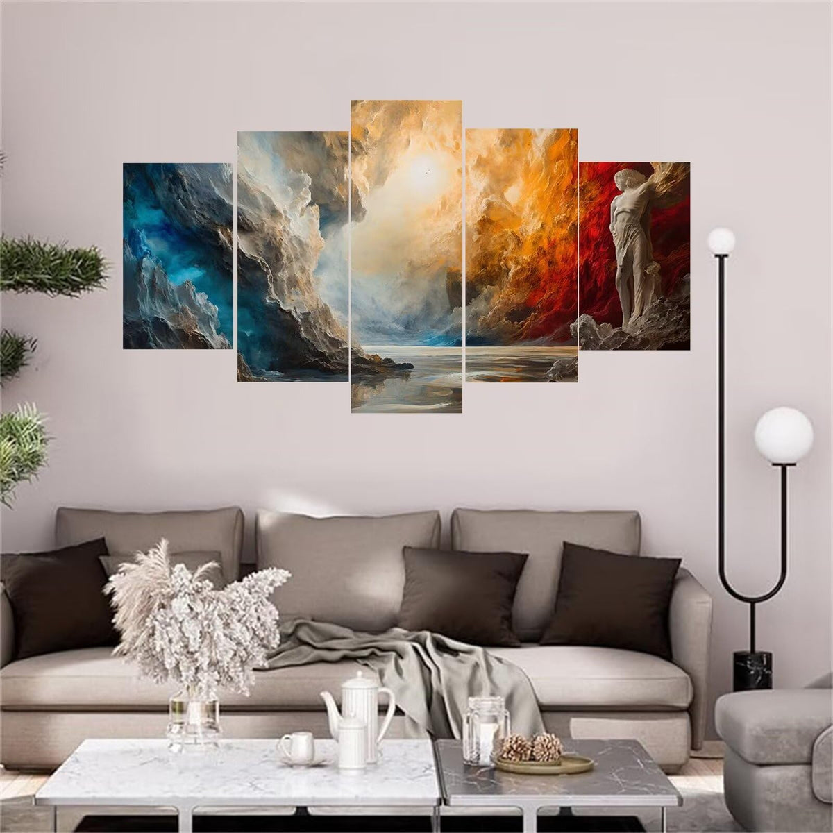 5 Panel Diamond Painting Kits 5D DIY Abstract Architecture Diamond Art Kits for Adults, Full Drill Round Diamond Dots Crystal Rhinestone Gems Arts and Crafts for Home Wall Decor Gifts 120x78in E-1019