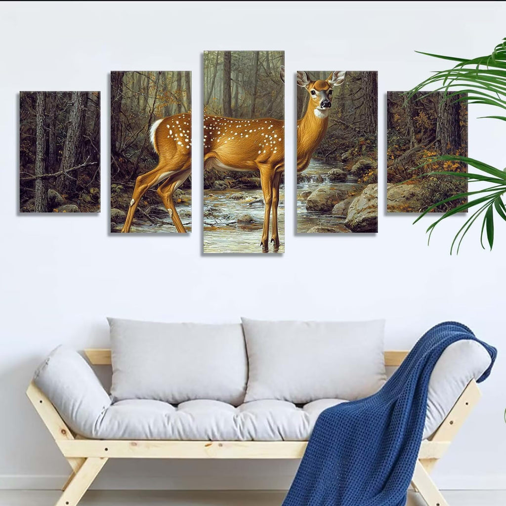 5 Pack Diamond Painting Kits Forest Deer Large Diamond Painting Kits for Adults, Crystal Rhinestone Gems Arts and Crafts, DIY Full Drill Embroidery Paintings, Home Wall Decor 300x180cm/120x78in q-9108