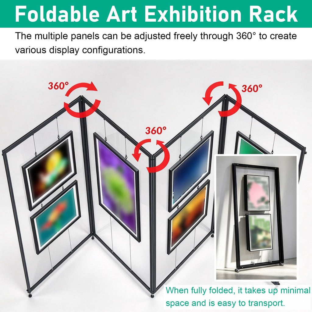 4 6 8 10 Pack Double-Sided Painting Display Panel Stand with Hooks