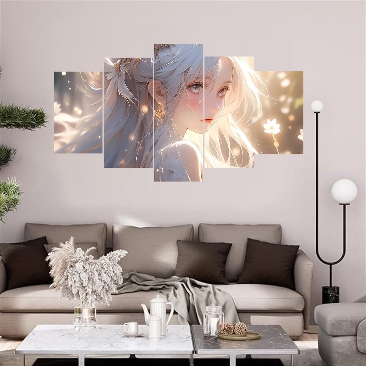 5 Panel Diamond Painting Kits 5D DIY Anime Diamond Art Kits for Adults, Full Drill Round Diamond Dots Crystal Rhinestone Gems Arts and Crafts for Home Wall Decor Gifts 120x78in E-1943