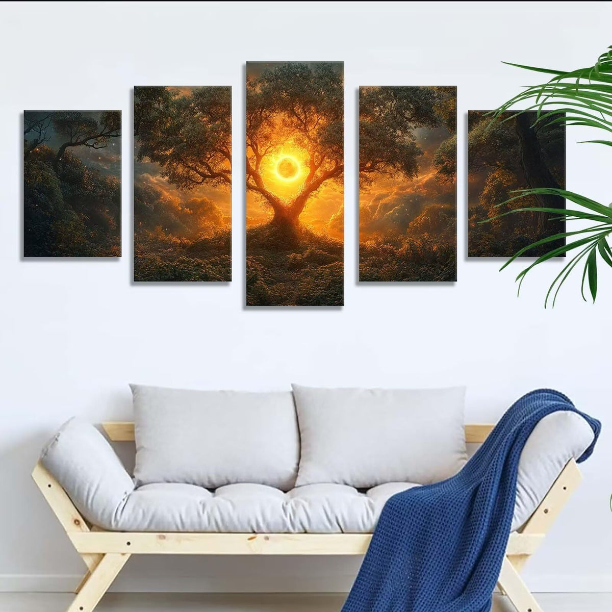 5 Pack Diamond Painting Kits Sunset Tree Large Diamond Painting Kits for Adults, Crystal Rhinestone Gems Arts and Crafts, DIY Full Drill Embroidery Paintings, Home Decor 300x180cm/120x78in q-10758