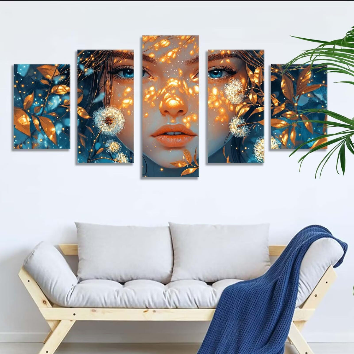 5 Pack Diamond Painting Kits Girl Dandelion Large Diamond Painting Kits for Adults, Crystal Gems Arts and Crafts, DIY Full Drill Embroidery Paintings for Home Wall Decor 300x180cm/120x78in q-10802