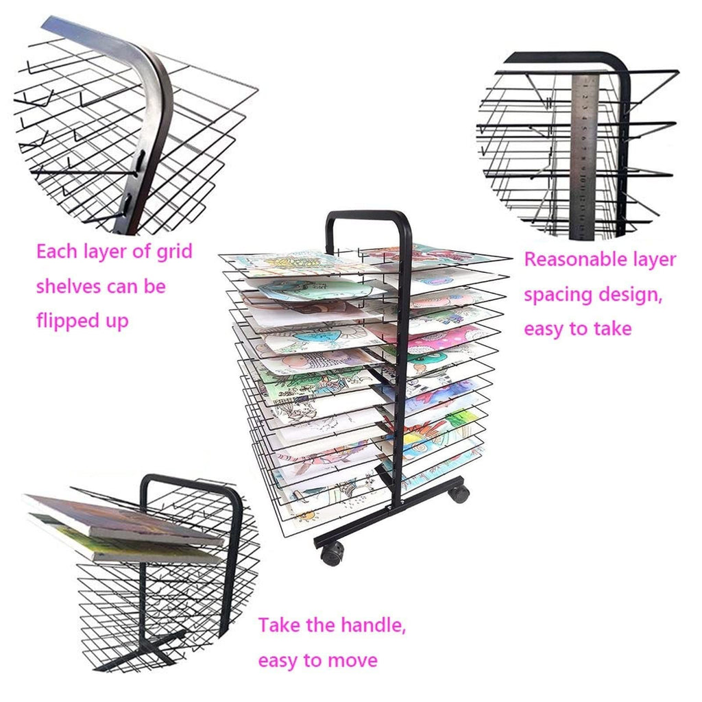 Art Drying Rack with Wheels for Classroom Painting Crafts