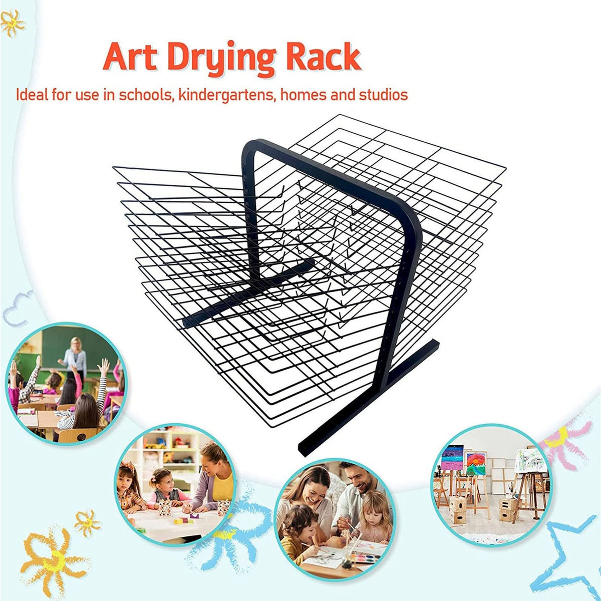 Art Drying Rack with Wheels for Classroom Painting Crafts