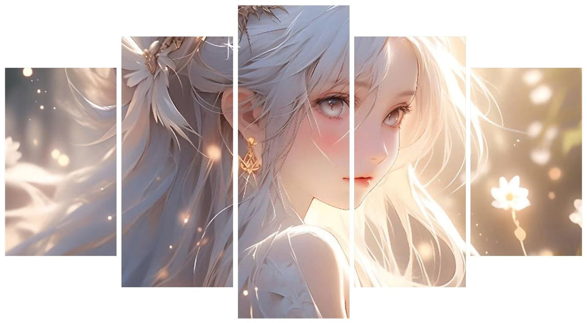 5 Panel Diamond Painting Kits 5D DIY Anime Diamond Art Kits for Adults, Full Drill Round Diamond Dots Crystal Rhinestone Gems Arts and Crafts for Home Wall Decor Gifts 120x78in E-1943