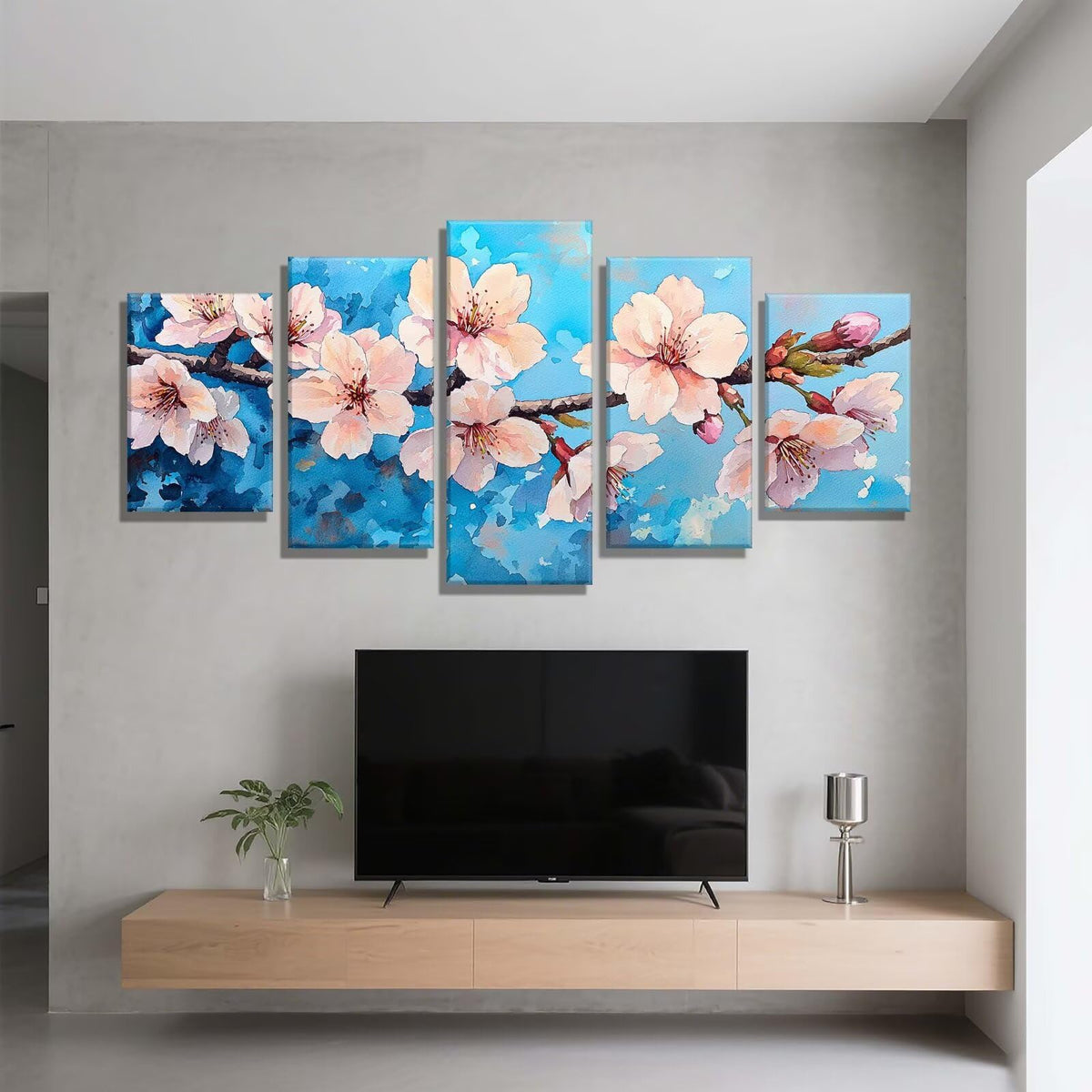 5 Pack Diamond Painting Kits Plant Plum Bossom Large Diamond Painting Kits for Adults, Crystal Gems Arts and Crafts, DIY Full Drill Embroidery Paintings for Home Wall Decor 300x180cm/120x78in q-9042