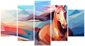 5 Panel Diamond Painting Kits 5D DIY Animal Horse Diamond Art Kits for Adults, Full Drill Round Diamond Dots Crystal Rhinestone Gems Arts and Crafts for Home Wall Decor Gifts 120x78in E-2426