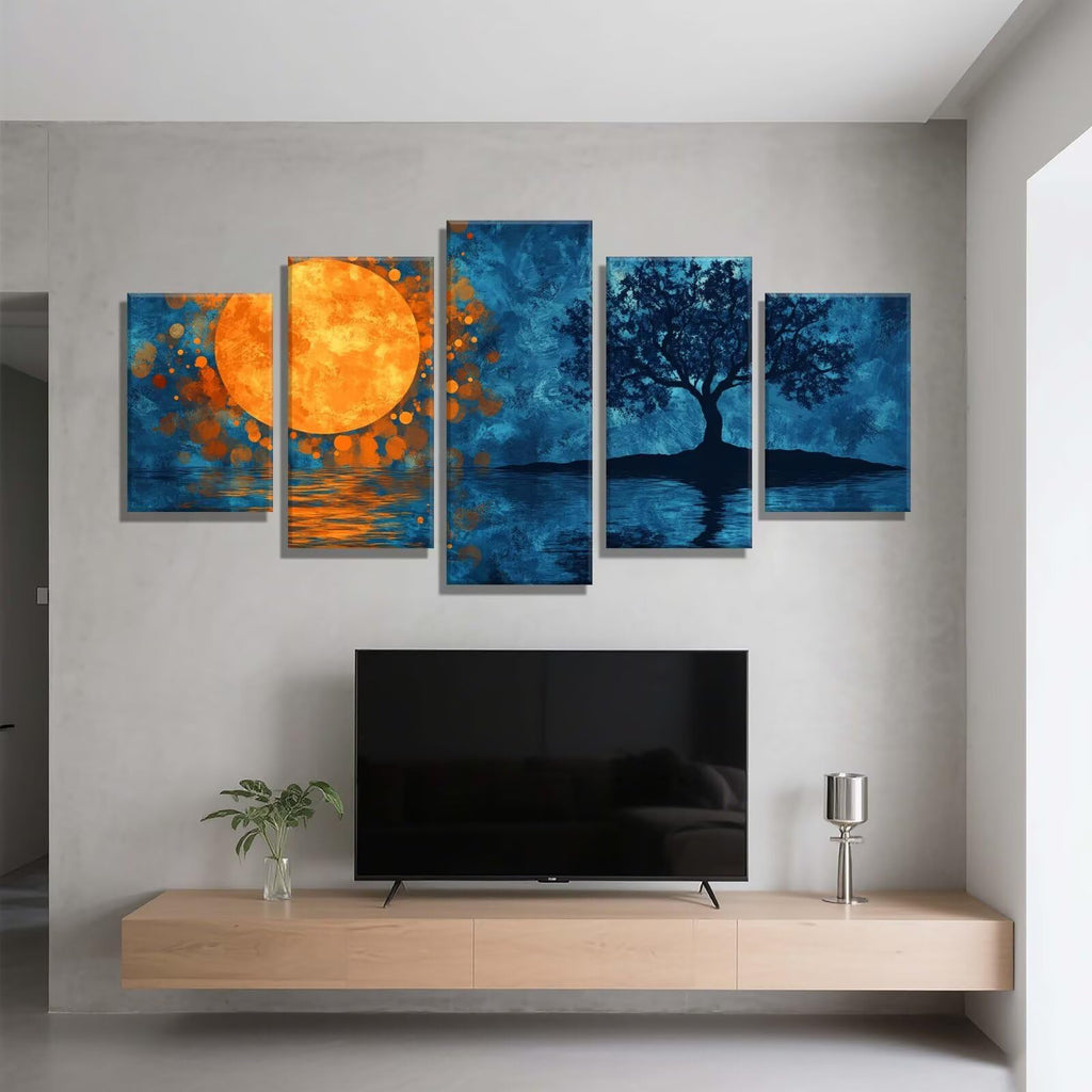 5 Pack Diamond Painting Kits Moon Tree Large Diamond Painting Kits for Adults, Crystal Rhinestone Gems Arts and Crafts, DIY Full Drill Embroidery Paintings, Home Wall Decor 300x180cm/120x78in q-9284