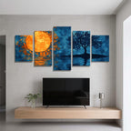 5 Pack Diamond Painting Kits Moon Tree Large Diamond Painting Kits for Adults, Crystal Rhinestone Gems Arts and Crafts, DIY Full Drill Embroidery Paintings, Home Wall Decor 300x180cm/120x78in q-9284