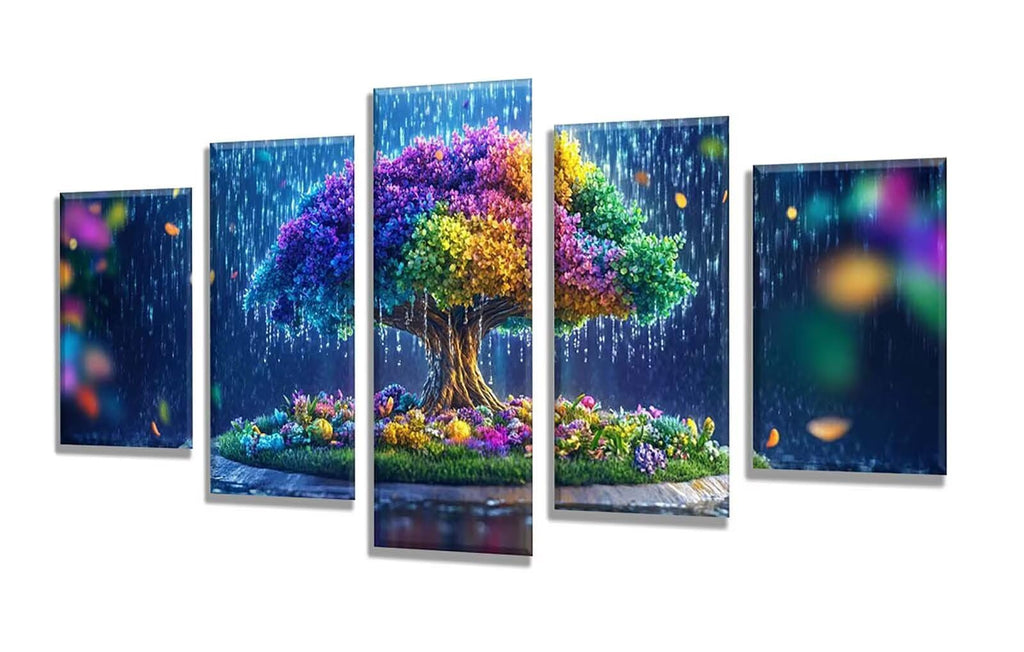 5 Pack Diamond Painting Kits Color Tree Large Diamond Painting Kits for Adults, Crystal Rhinestone Gems Arts and Crafts, DIY Full Drill Embroidery Paintings, Home Wall Decor 300x180cm/120x78in q-10417