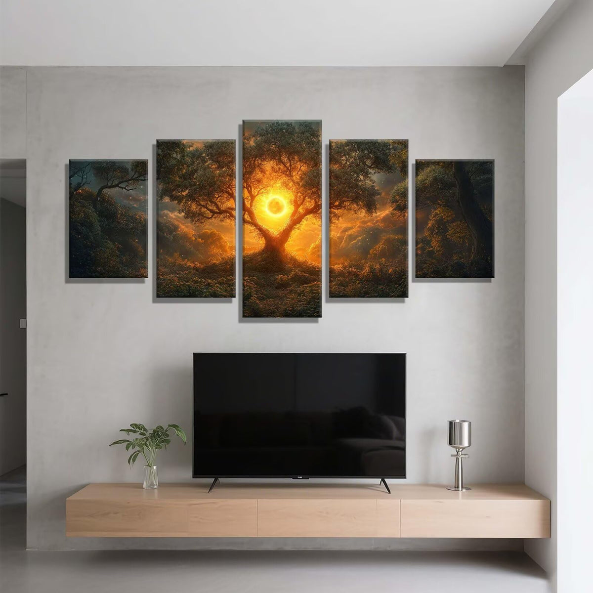 5 Pack Diamond Painting Kits Sunset Tree Large Diamond Painting Kits for Adults, Crystal Rhinestone Gems Arts and Crafts, DIY Full Drill Embroidery Paintings, Home Decor 300x180cm/120x78in q-10758