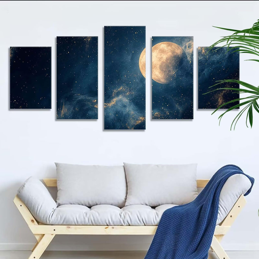 5 Pack Diamond Painting Kits Moon Cloud Large Diamond Painting Kits for Adults, Crystal Rhinestone Gems Arts and Crafts, DIY Full Drill Embroidery Paintings, Home Wall Decor 300x180cm/120x78in q-10780