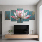 5 Pack Diamond Painting Kits Plant Lotus Large Diamond Painting Kits for Adults, Crystal Rhinestone Gems Arts and Crafts, DIY Full Drill Embroidery Paintings, Home Decor 300x180cm/120x78in q-10494
