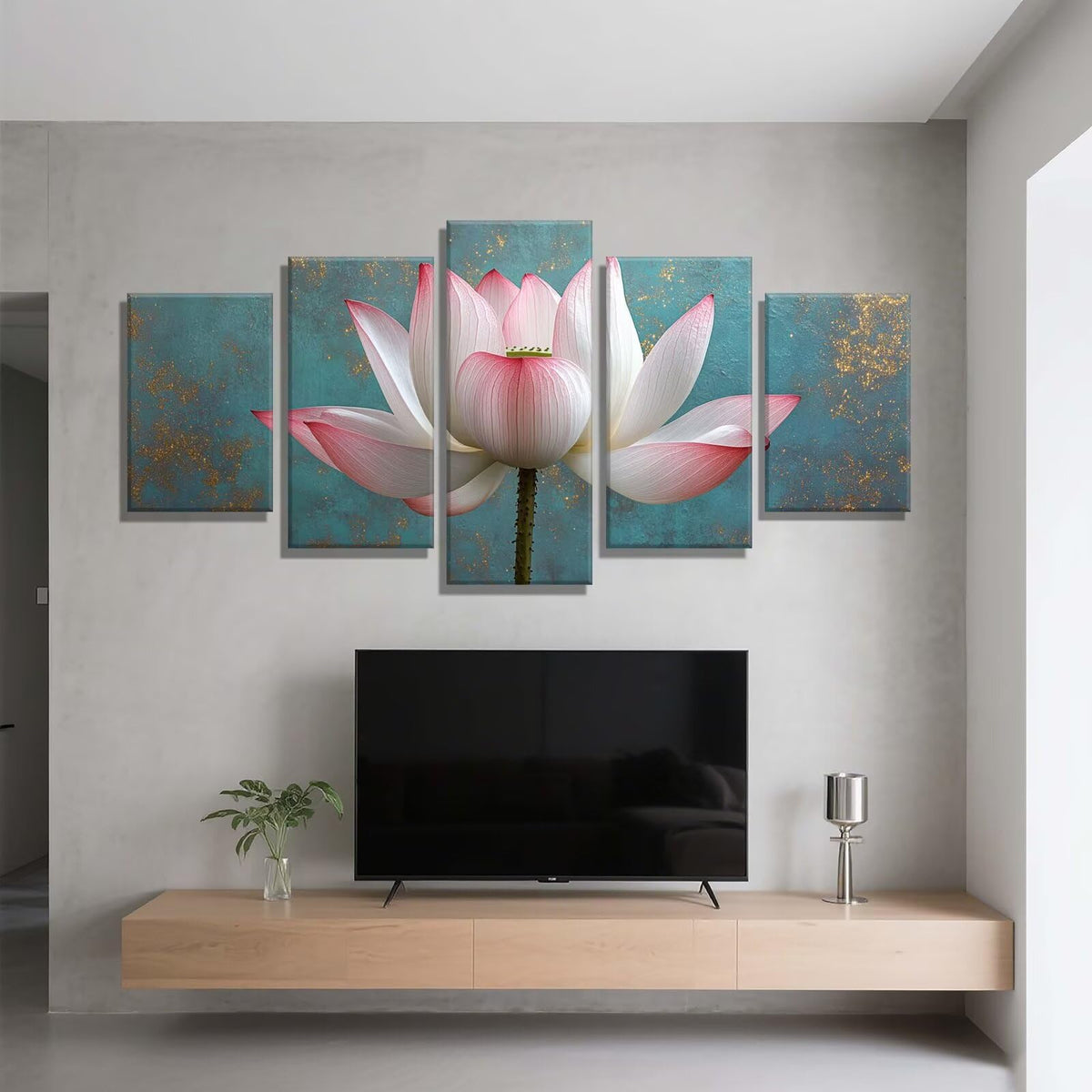 5 Pack Diamond Painting Kits Plant Lotus Large Diamond Painting Kits for Adults, Crystal Rhinestone Gems Arts and Crafts, DIY Full Drill Embroidery Paintings, Home Decor 300x180cm/120x78in q-10494