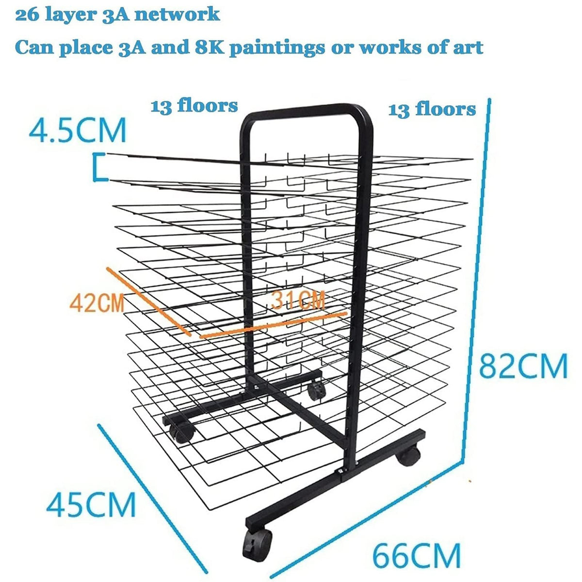 Art Drying Rack - Artwork Storage Display Rack, Flexible Mobile Art Drying Rack, Stackable Metal Stainless Steel Art Rack, Art Organizer for Kids, Painting Craft Artwork Storage