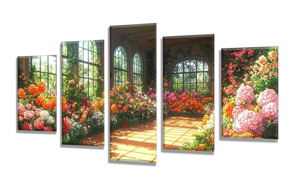 5 Pack Diamond Painting Kits Plant Flower Large Diamond Painting Kits for Adults, Crystal Gems Arts and Crafts, DIY Full Drill Embroidery Paintings for Home Wall Decor 300x180cm/120x78in q-10197