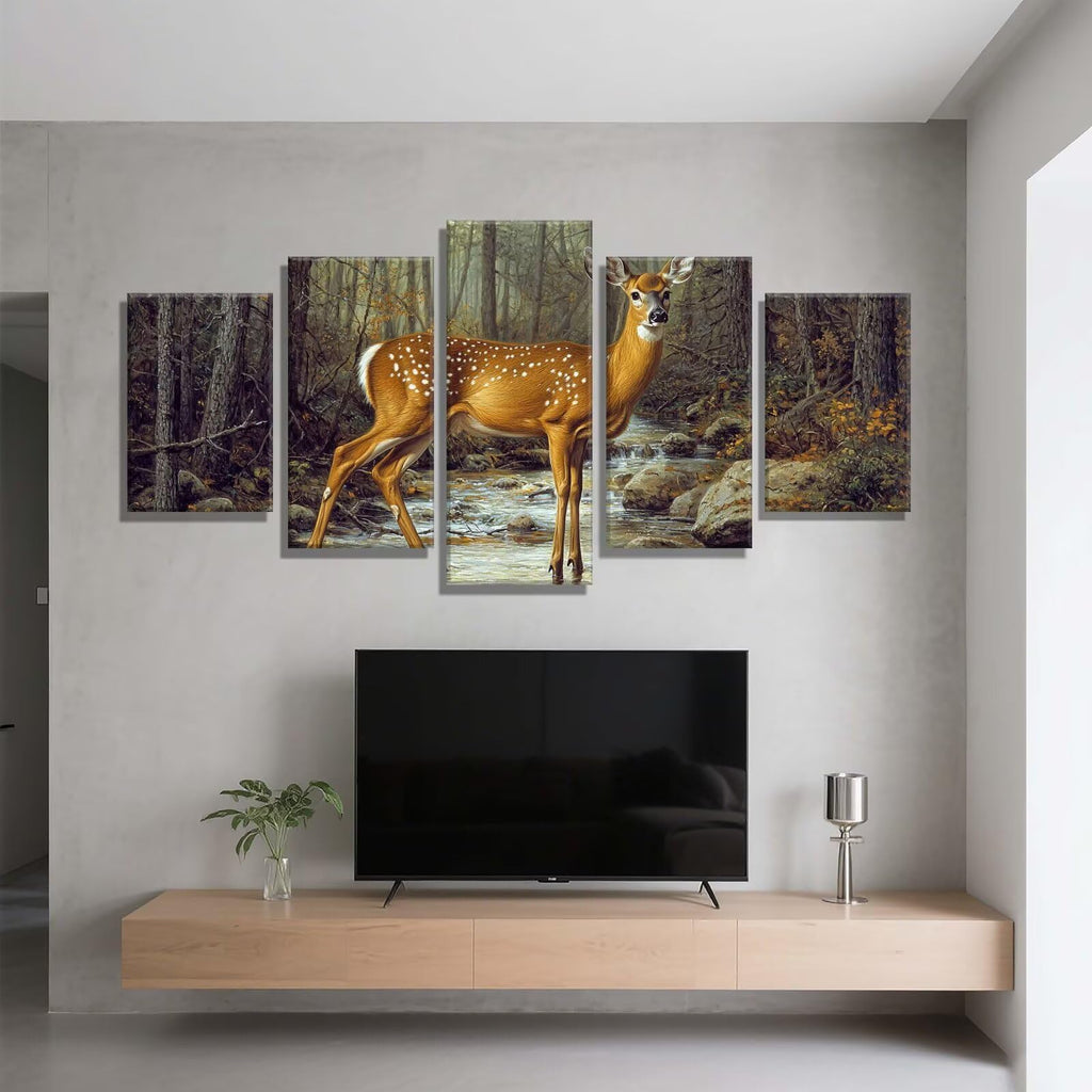 5 Pack Diamond Painting Kits Forest Deer Large Diamond Painting Kits for Adults, Crystal Rhinestone Gems Arts and Crafts, DIY Full Drill Embroidery Paintings, Home Wall Decor 300x180cm/120x78in q-9108