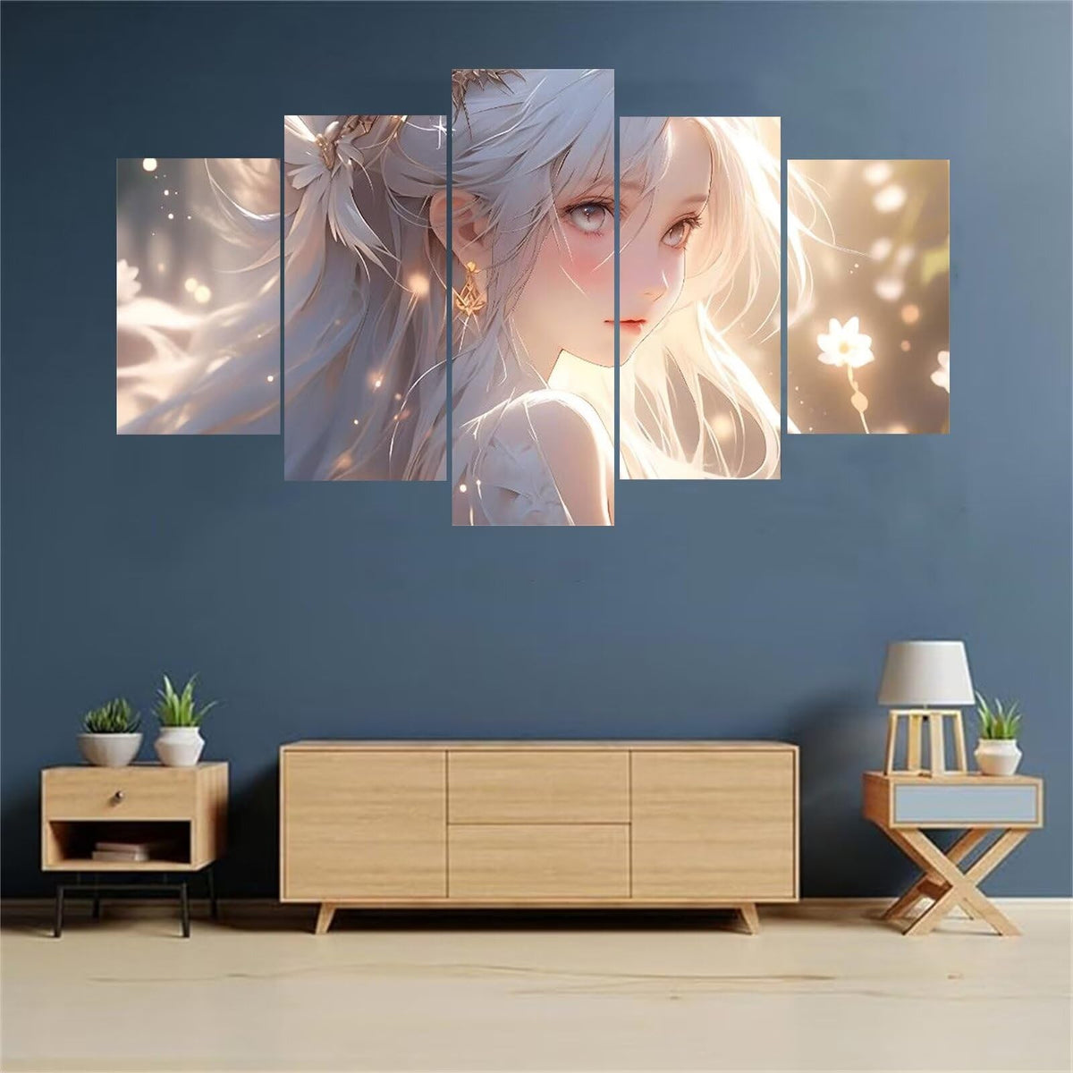 5 Panel Diamond Painting Kits 5D DIY Anime Diamond Art Kits for Adults, Full Drill Round Diamond Dots Crystal Rhinestone Gems Arts and Crafts for Home Wall Decor Gifts 120x78in E-1943