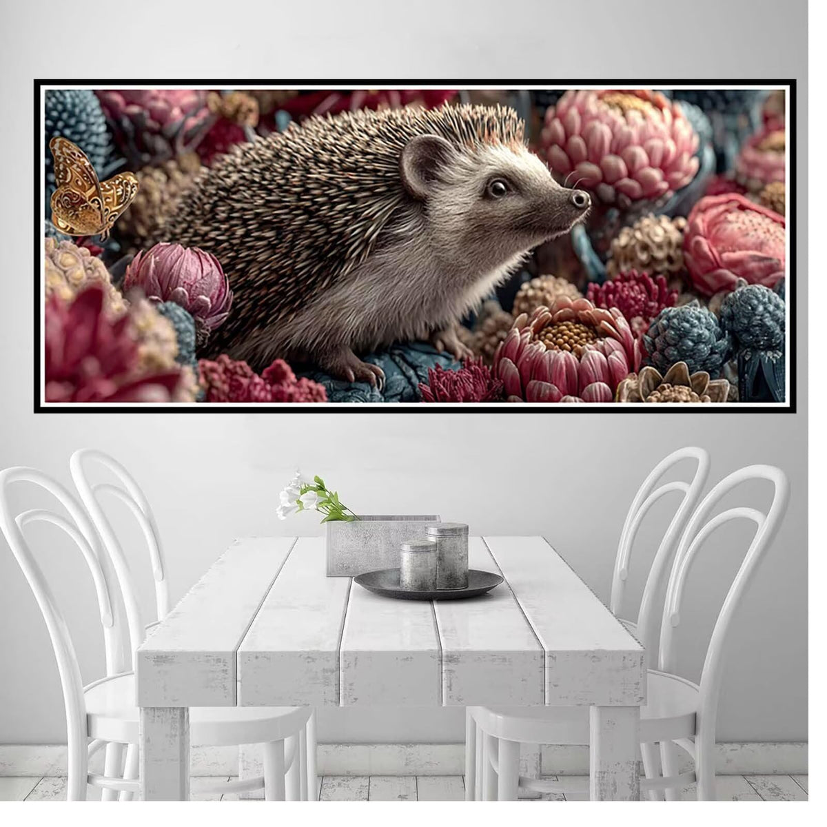 Animal Diamond Painting Kit, Hedgehog Diamond Art Kits for Adults Beginner 5D DIY Full Drill Round Rhinestone Gem Art Crafts for Adults with Complete Tools for Home Decor 50 X 120 Inch -yym2603DU