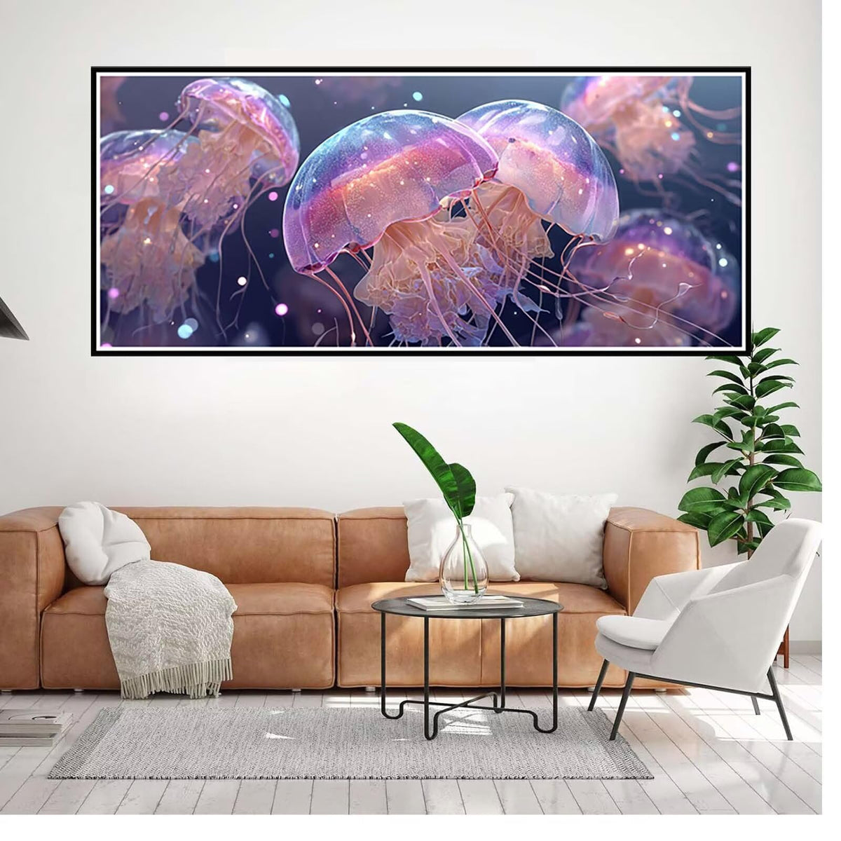 Animal Diamond Painting Kit, Jellyfish Diamond Art Kits for Adults Beginner 5D DIY Full Drill Round Rhinestone Gem Art Crafts for Adults with Complete Tools for Home Decor, Gifts 50x120inch -yym2603G6