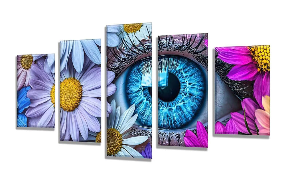 5 Pack Diamond Painting Kits Eye Flower Large Diamond Painting Kits for Adults, Crystal Rhinestone Gems Arts and Crafts, DIY Full Drill Embroidery Paintings, Home Wall Decor 300x180cm/120x78in q-9614