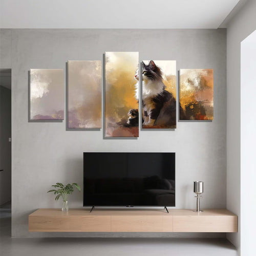 5 Pack Diamond Painting Kits Animal Cat Large Diamond Painting Kits for Adults, Crystal Rhinestone Gems Arts and Crafts, DIY Full Drill Embroidery Paintings, Home Wall Decor 300x180cm/120x78in q-9922